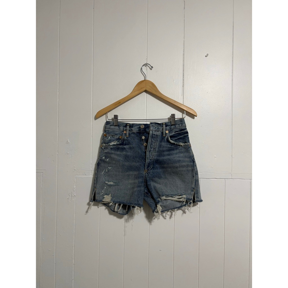 Women's AGOLDE Dee Super High Rise Jean Shorts Size 26 Blue - Picture 1 of 6